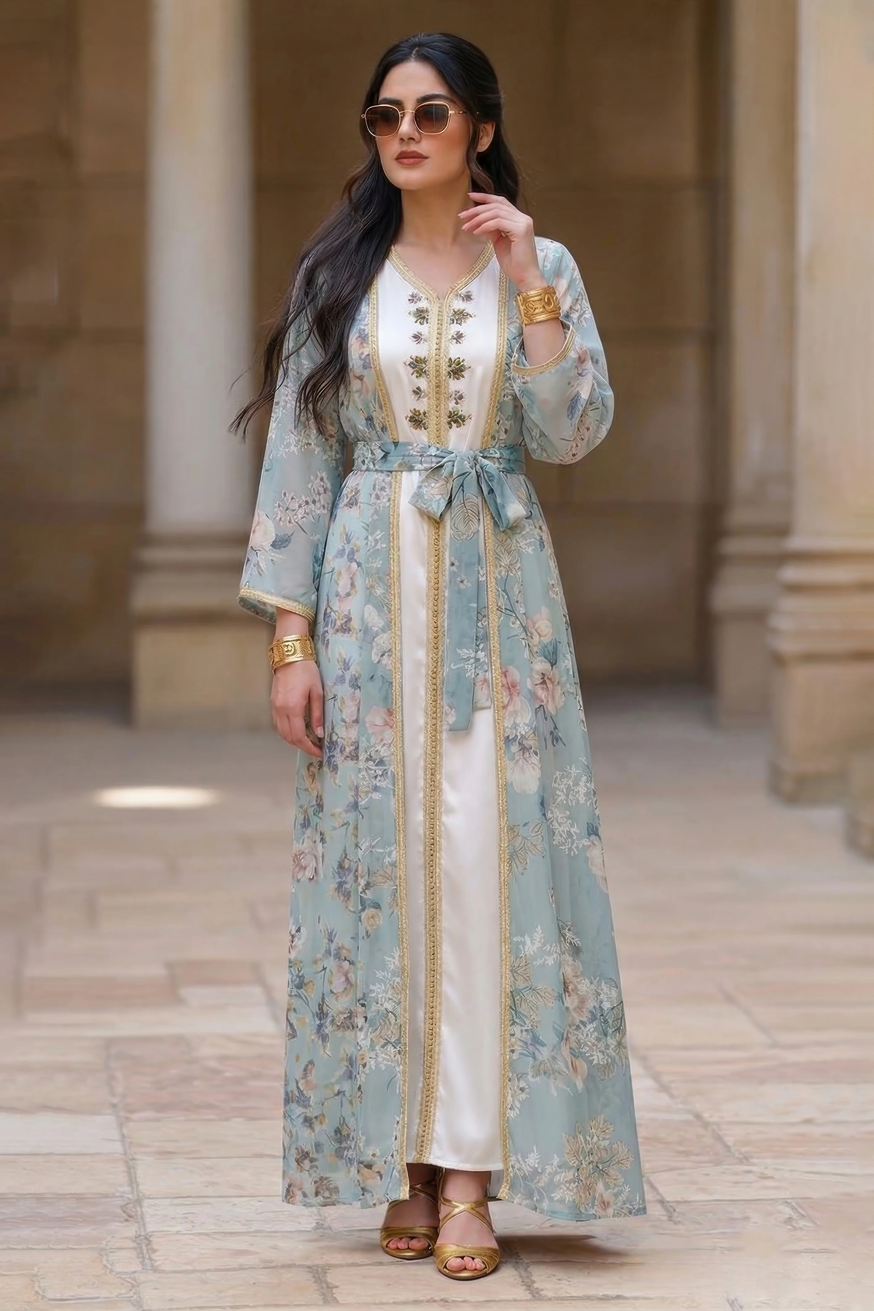 جلابية منقوشة قطعتين منفصله
