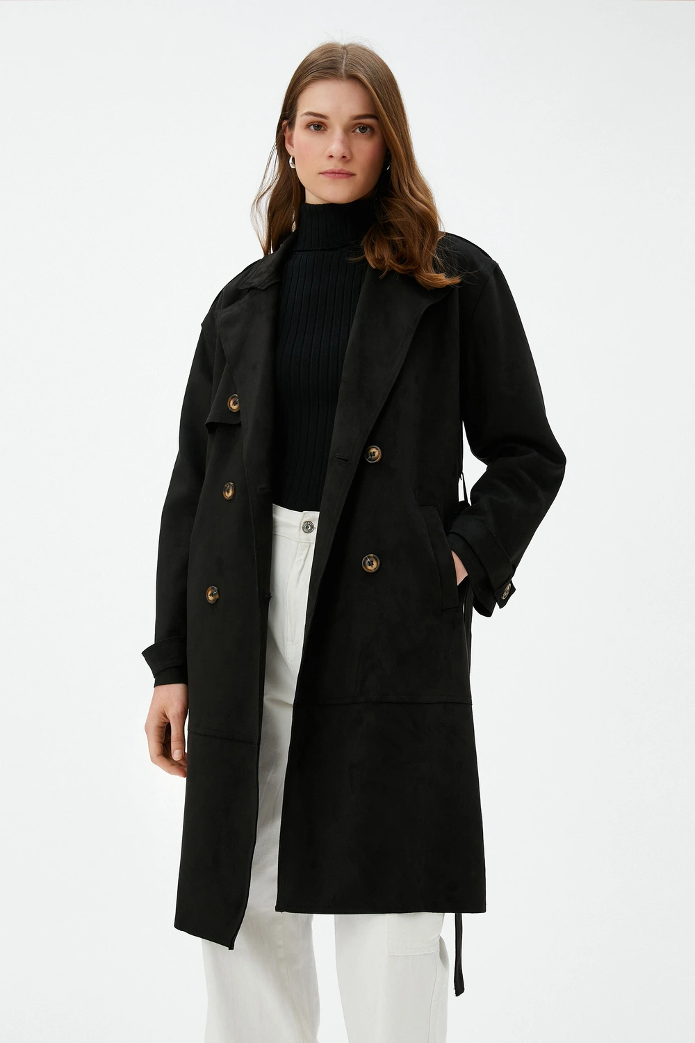 معطف ترنش بأزرار مزدوجة